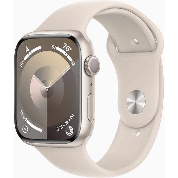 Apple Watch Series 9 45mm GPS Starlight Aluminum Case with Starlight Sport Band - S/M (MR963)
