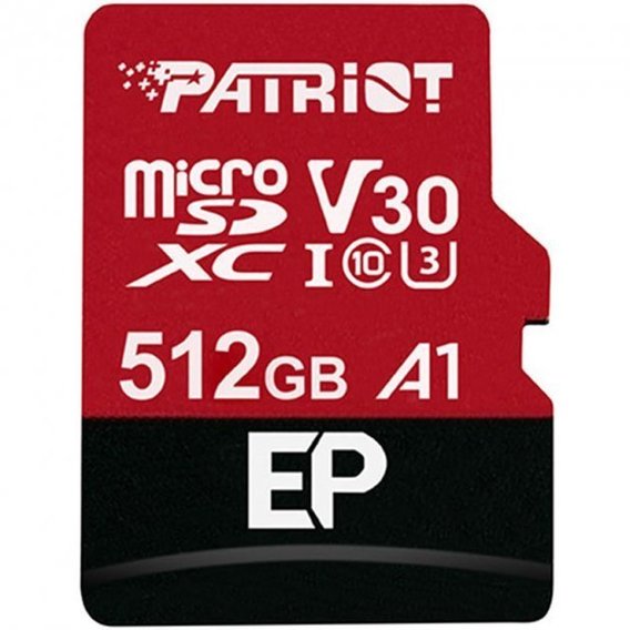 Карта памяти Patriot 512GB microSDXC Class 10 UHS-I U3 + адаптер (PEF512GEP31MCX)