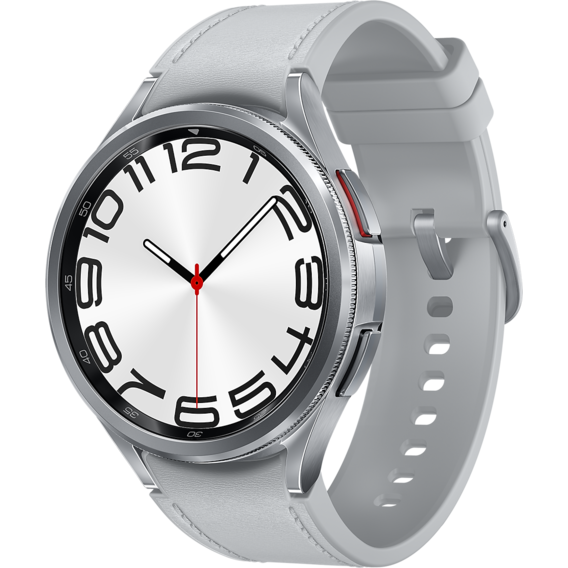Смарт-часы Samsung Galaxy Watch 6 Classic 47mm Silver with Hybrid Eco-Leather Silver Band (SM-R960NZSA)
